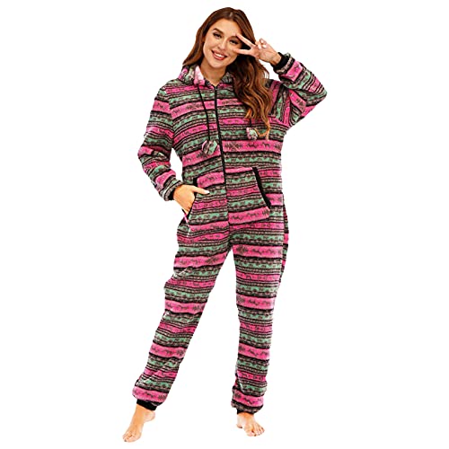 MILAX Women's Jumpsuit Onesie Jumpsuit One Piece Pyjamas Elegant Einteiler Onesie Langarm Plain Pyjamas Winter Warm Kuscheliger Overall Pyjama von MILAX