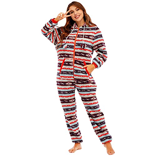MILAX Women's Jumpsuit Onesie Jumpsuit One Piece Pyjamas Jumpsuit Damen Kuschelig Teddy Fleece Einteiler Overall Winter Warm Einteiler Onesie von MILAX