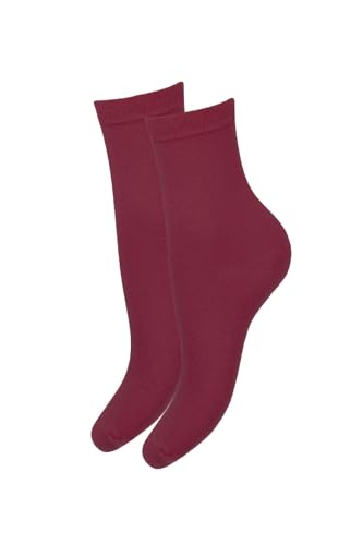 MILENA Damenstrümpfe – Baumwoll-Pop-Socken, nahtlos & atmungsaktiv – weiche, nicht-kompressive Knöchelstrümpfe für täglichen Komfort & minimalistischen Stil, Bordeaux von MILENA PEŁNA SWOBODA RUCHU