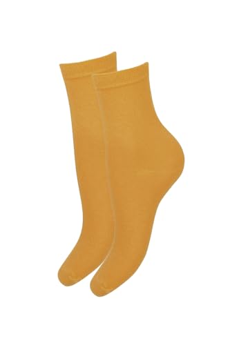 MILENA Damenstrümpfe – Baumwoll-Pop-Socken, nahtlos & atmungsaktiv – weiche, nicht-kompressive Knöchelstrümpfe für täglichen Komfort & minimalistischen Stil, Senfgelb von MILENA PEŁNA SWOBODA RUCHU