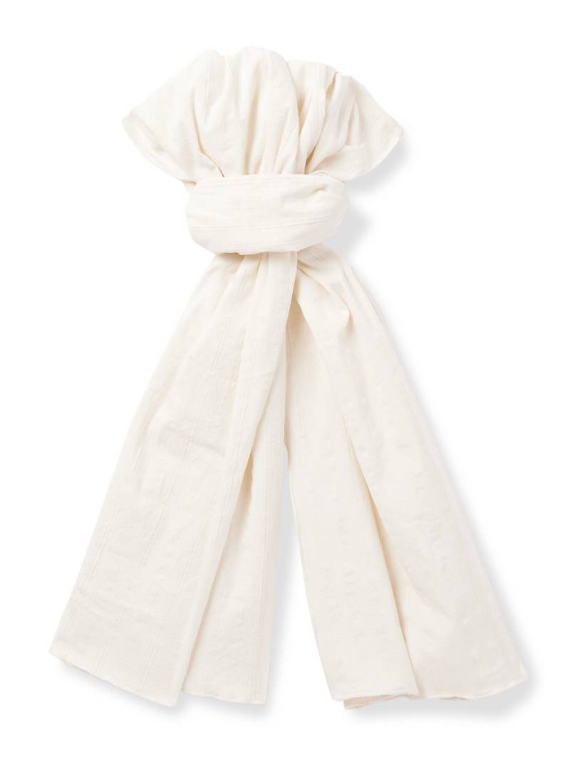 MILES LEON - Brazee Striped Tumbled Cotton and Linen-Blend Scarf - Men - Neutrals von MILES LEON