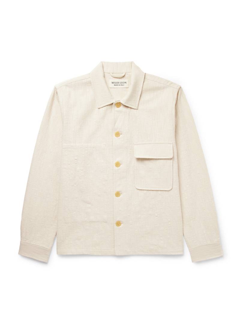 MILES LEON - Garden Slub Cotton-Canvas Shirt Jacket - Men - Neutrals - M von MILES LEON