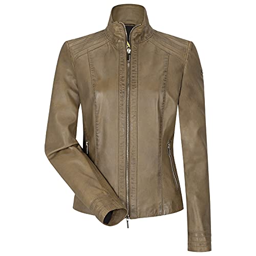 MILESTONE Carda Damen Lederjacke (40, Dunkeloliv) von MILESTONE