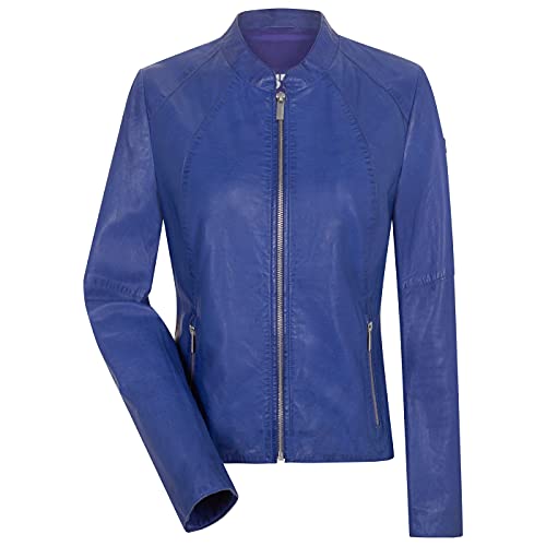 MILESTONE Gia Damen Lederjacke (42, Blau) von MILESTONE