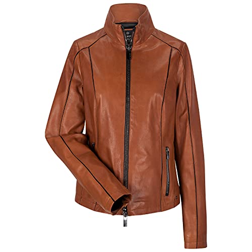 MILESTONE Gloria Damen Lederjacke mit elastischen Nähten durch Jersey-Einsätze (40, Terracotta) von MILESTONE