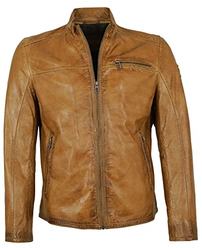 MILESTONE - Herren Echtleder Lederjacke Lammnappa hell-Cognac Größe 52, Braun von MILESTONE