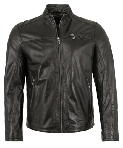 MILESTONE - Herren Echtleder Lederjacke Lammnappa schwarz Größe 52 von MILESTONE