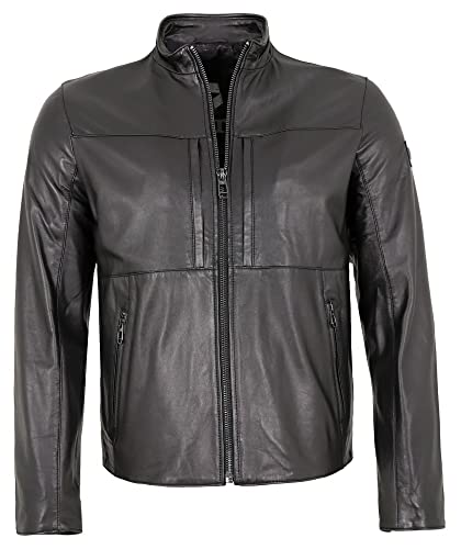 MILESTONE - Herren Echtleder Lederjacke Lammnappa schwarz Größe 58 von MILESTONE