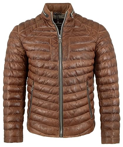 MILESTONE - Herren Echtleder Lederjacke Steppjacke Lammnappa cognac mittelbraun Größe 52 von Milestone