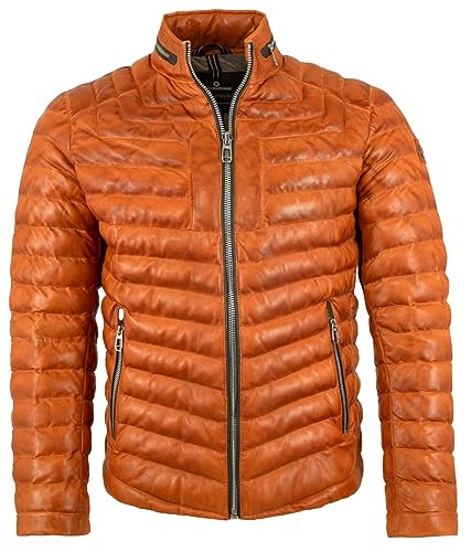 MILESTONE - Herren Echtleder Lederjacke Steppjacke Lammnappa hell orange Größe 50 von MILESTONE
