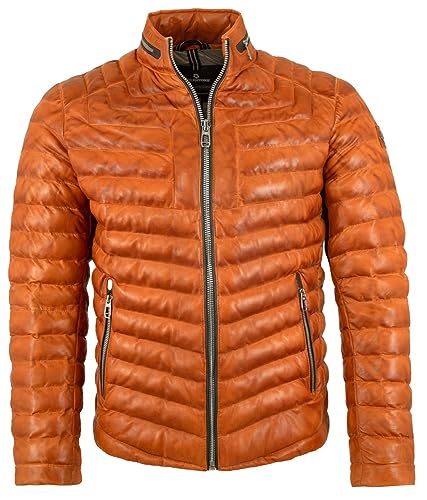 MILESTONE - Herren Echtleder Lederjacke Steppjacke Lammnappa hell orange Größe 56 von Milestone