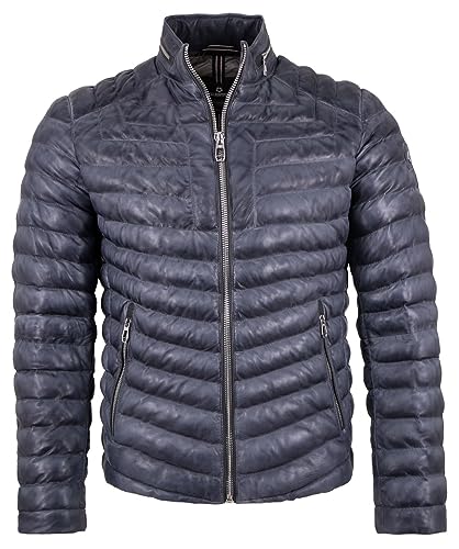 MILESTONE - Herren Echtleder Lederjacke Steppjacke Lammnappa mittelblau Größe 50 von Milestone