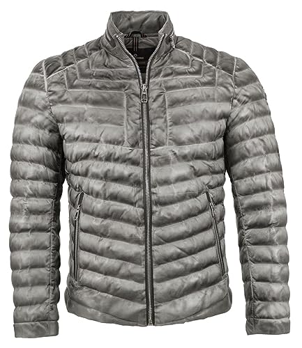 Milestone - Herren Echtleder Lederjacke Steppjacke Lammnappa Silber Größe 52 von Milestone