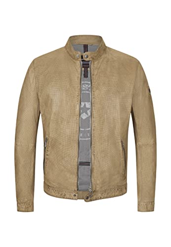 MILESTONE Herren Lederjacke Braun/Beige 56 von MILESTONE