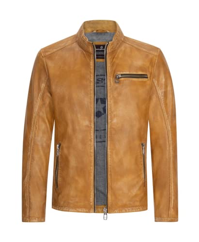 Milestone Herren Lederjacke Camel 56 von MILESTONE