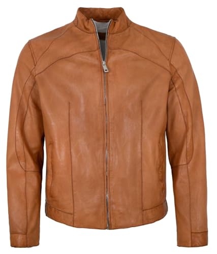 MILESTONE - Herren Lederjacke Lammnappa gebranntes orange Größe 52 von MILESTONE