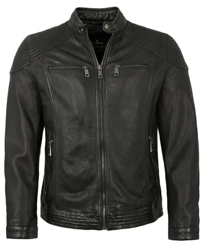 MILESTONE - Herren Lederjacke Lammnappa schwarz Größe 50 von MILESTONE