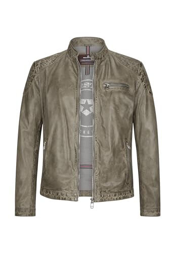 MILESTONE Herren Lederjacke MSElvio Teil-perforiert Vintage Lammleder (DE/NL/SE/PL, Numerisch, 54, Regular, Regular, Grau) von MILESTONE