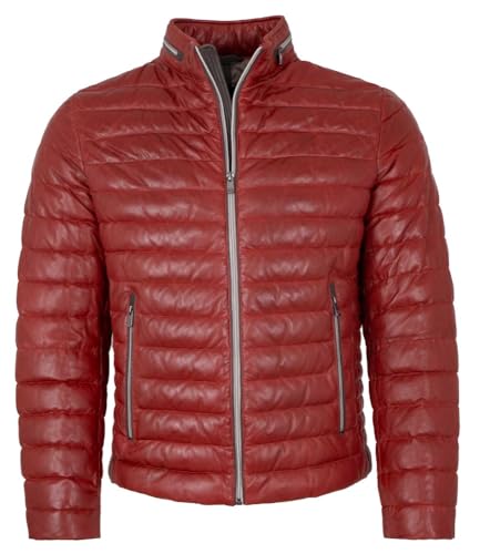 MILESTONE - Herren Lederjacke Steppjacke Lammnappa Farbe kirschrot, Größe 50 von MILESTONE
