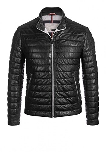 MILESTONE Herren Lederjacke Steppjacke Tereno Schwarz Stehkragen Echtes Leder Gr. 46-62 (48, Schwarz) von MILESTONE