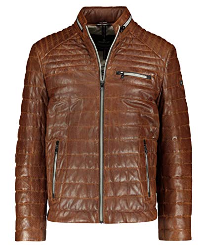 MILESTONE Terenz Herren Lederjacke leicht wattiert (54, Cognac) von MILESTONE