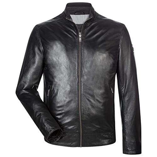 MILESTONE Herren Lederjacke aus feinstem Lammnappa Leder (50, Schwarz) von MILESTONE