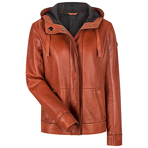 MILESTONE Ina Damen Lederjacke mit Kapuze (36, Terracotta) von MILESTONE