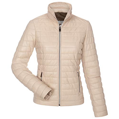 MILESTONE Jalen Damen Lederjacke in Stepp Optik (38, Creme) von MILESTONE