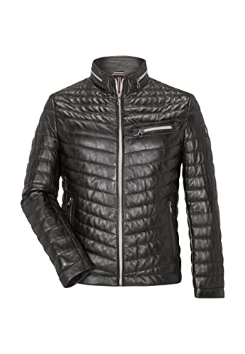 Milestone MS-Damiano Herren Lederjacke Steppjacke Echtleder Stehkragen (as3, numeric, numeric_48, regular, regular, Schwarz, Regular) von MILESTONE