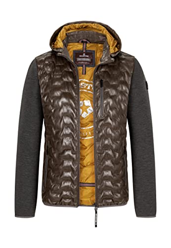 MILESTONE MS-Darwin Herren Lederjacke im Materialmix (as3, numeric, numeric_54, regular, regular, Tabak, 54) von MILESTONE