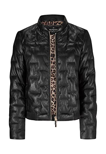 MILESTONE MS-Denise Steppjacke aus Lammleder mit Fütterung (as3, numeric, numeric_42, regular, regular, Schwarz, 42) von MILESTONE