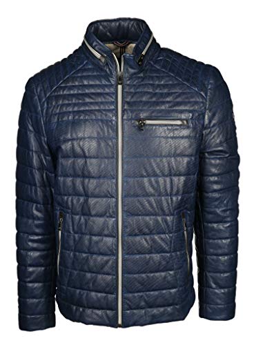 MILESTONE Terenz Herren Lederjacke leicht wattiert (48, Blau) von MILESTONE