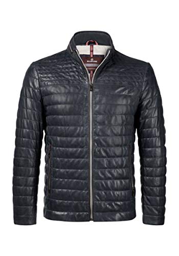 MILESTONE Tesino Herren Lederjacke Steppjacke Marine Blau Cognac Braun Stehkragen Echtes Lammnappa Leder Perforiert (50, Navy) von MILESTONE