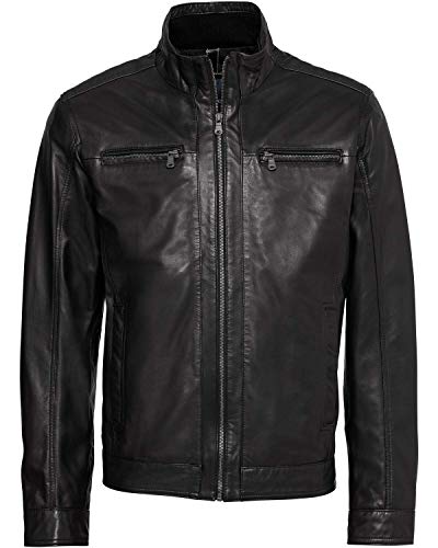 Milestone Herren Lederjacke Schwarz Echtleder Umlegekragen Gr. 48 - Gr. 60 Neu (52) von MILESTONE