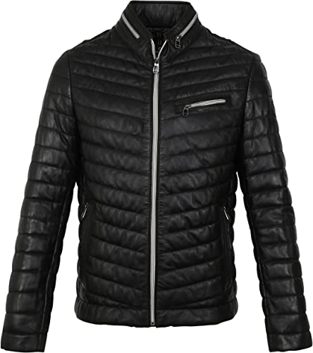 Milestone Herren Steppjacke aus Lammleder (48, Schwarz) von MILESTONE