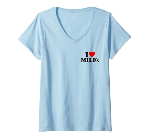 Damen ICH LIEBE MILFS ICH LIEBE MILFS T-Shirt mit V-Ausschnitt Damen ICH LIEBE MILFS ICH LIEBE MILFS T-Shirt mit V-Ausschnitt von MILF AND DILF LOVE HEART TEES