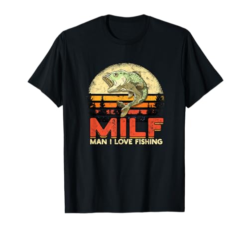 Lustiges Zitat "MILF - MAN I LOVE FISHING" Retro/Vintage T-Shirt von MILF - MAN I LOVE FISHING funny quote design retro