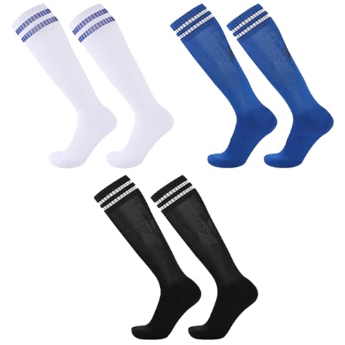 MILIAFLICK 3 Paar Fußballsocken Kinder Unisex Kniestrümpfe Sportsocken Kinder Elastische Socken Fußball Socken Lang Jugend Trainingssocken Elastische Socken für Jungen und Mädchen von 5-12 Jahren von MILIAFLICK