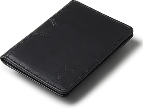 MILITARIA STUFFS Kreditkartenetui aus Leder, RFID-blockierend, Bifold Wallet, schlankes Fronttaschen-Design, kleines Kartenetui, Schwarz, Minimalistisch von MILITARIA STUFFS