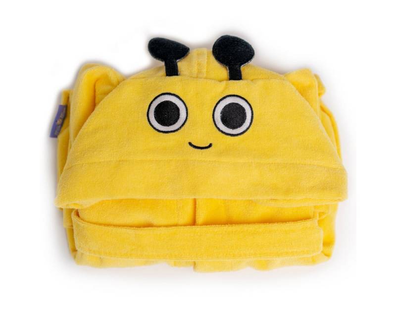 MILK&MOO Babybademantel Milk&Moo Buzzy Bee Kinder Samt Bademantel mit Kapuze von MILK&MOO