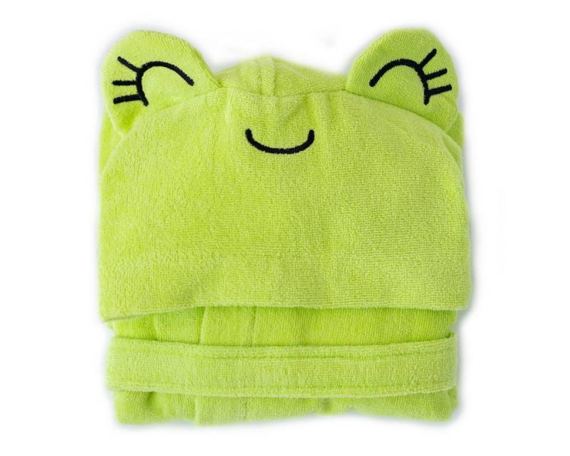 MILK&MOO Babybademantel Milk&Moo Cacha Frog Kinder Samt Bademantel mit Kapuze von MILK&MOO