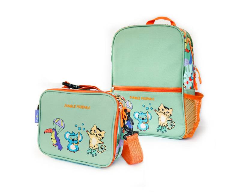 MILK&MOO Kindergartentasche Milk&Moo Jungle Collection Rucksack & Lunchbox Set, 8L + 4L von MILK&MOO