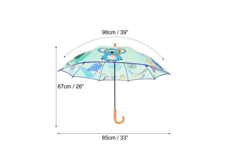 MILK&MOO Langregenschirm Milk&Moo Jungle Friends Regenschirm Kinder, Made in Türkiye von MILK&MOO