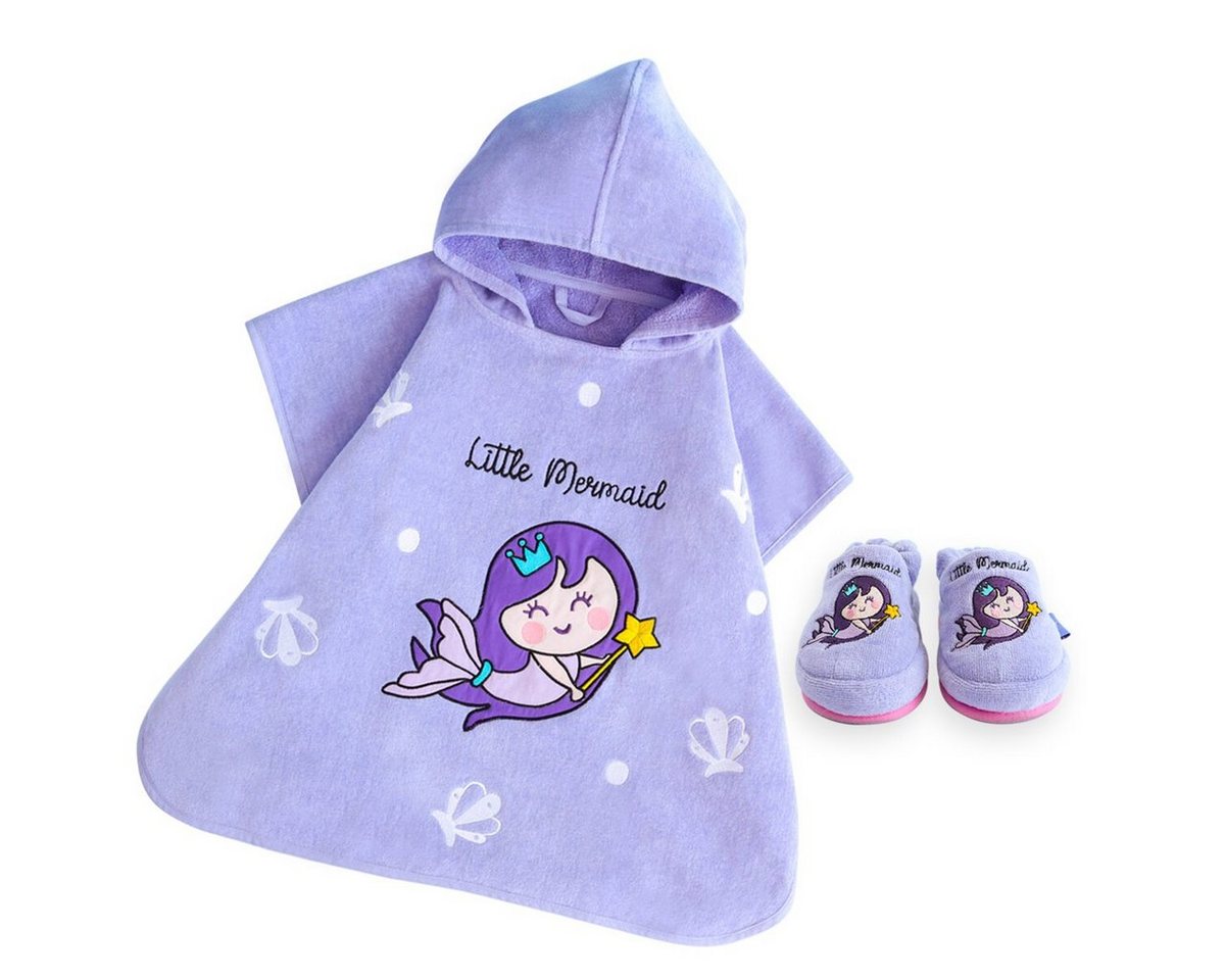 MILK&MOO Poncho Milk&Moo Kinder Little Mermaid Poncho und Hausschuhe Set, Lila (1-St) von MILK&MOO