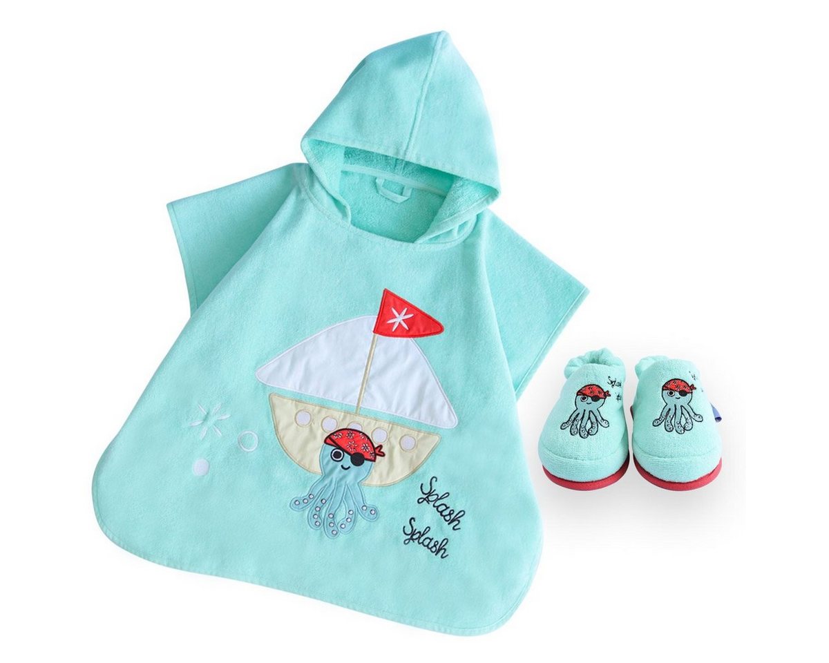 MILK&MOO Poncho Milk&Moo Kinder Sailor Octopus Poncho und Hausschuhe Set, Blau (1-St) von MILK&MOO