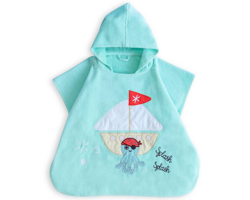 MILK&MOO Poncho Milk&Moo Sailor Octopus Badeponcho Kinder Türkis (1-St) von MILK&MOO