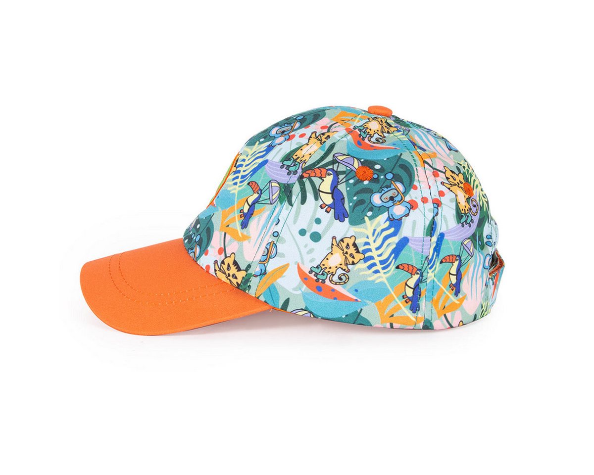 MILK&MOO Sonnenhut Milk&Moo Jungle Friends Kinderhut, 4-6 Jahre Orange Schirm Verstellbar (1-St) von MILK&MOO