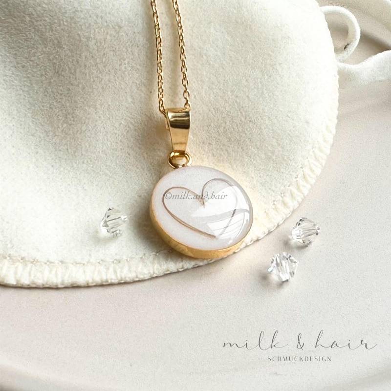 Muttermilchschmuck Simuliert Halskette Mit Echthaar Haare Des Lieblingsmenschen Babyhaare Erinnerungsschmuck 925 Silber Münz Anhänger von MILKandHAIRjewels