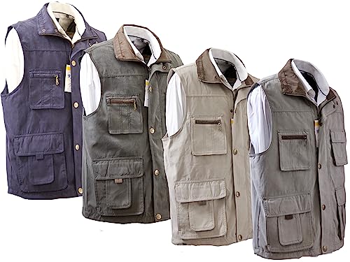 Mille Herren Weste, Sommer Weste, Outdoor West Qualität und Praktik(w.H.1) (Beige mit Braun, XXL) von MILLE