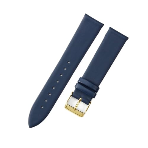 Jeniko Echtes Leder, Ultradünn, Weich, Kompatibel Mit DW, Kompatibel Mit CK, Kompatibel Mit Longines, Herren Und Damen, Blau, Weiß, Braun, Uhrenzubehör, Armband, Uhrenarmband ( Color : Blue-Gold-K1 , von MILNBJK